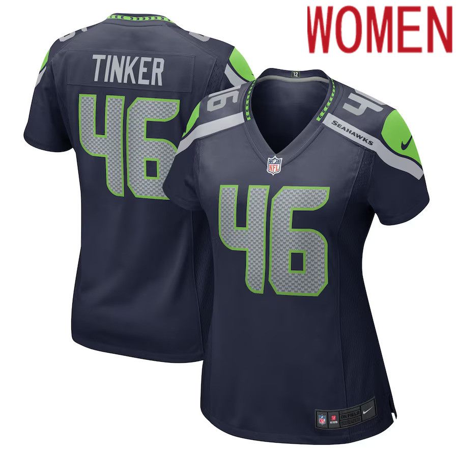Women Seattle Seahawks #46 Carson Tinker Nike College Navy Home Game Player NFL Jersey->women nfl jersey->Women Jersey